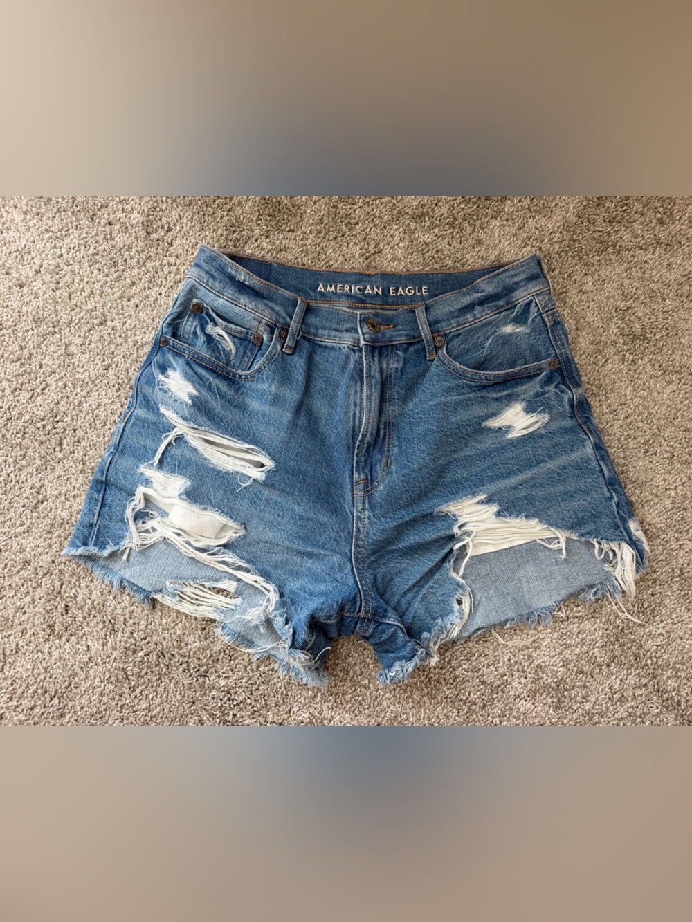 American Eagle Outfitters Women's Distressed Denim Shorts - Blue